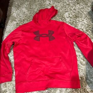 Under Armour Men's Red Hoodie. Small stain on sleeve.